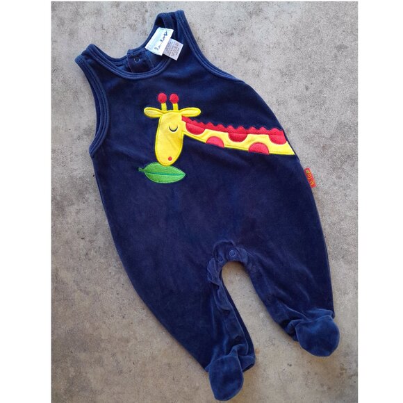 Vintage Le Top Velour Giraffe Print Boy's One Piece sz 6 Months - Picture 1 of 5